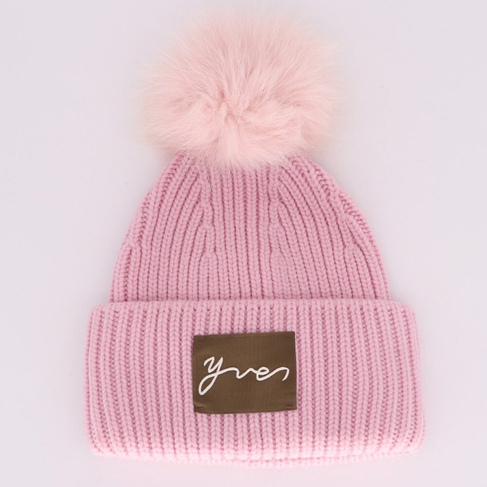 NWT - Yves Salomon Knit Pom Beanie - Flamant Rose❄️🧣